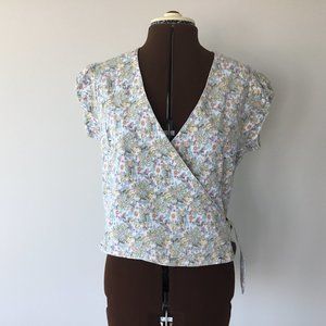 Floral Cottagecore Wrap Top Sz L